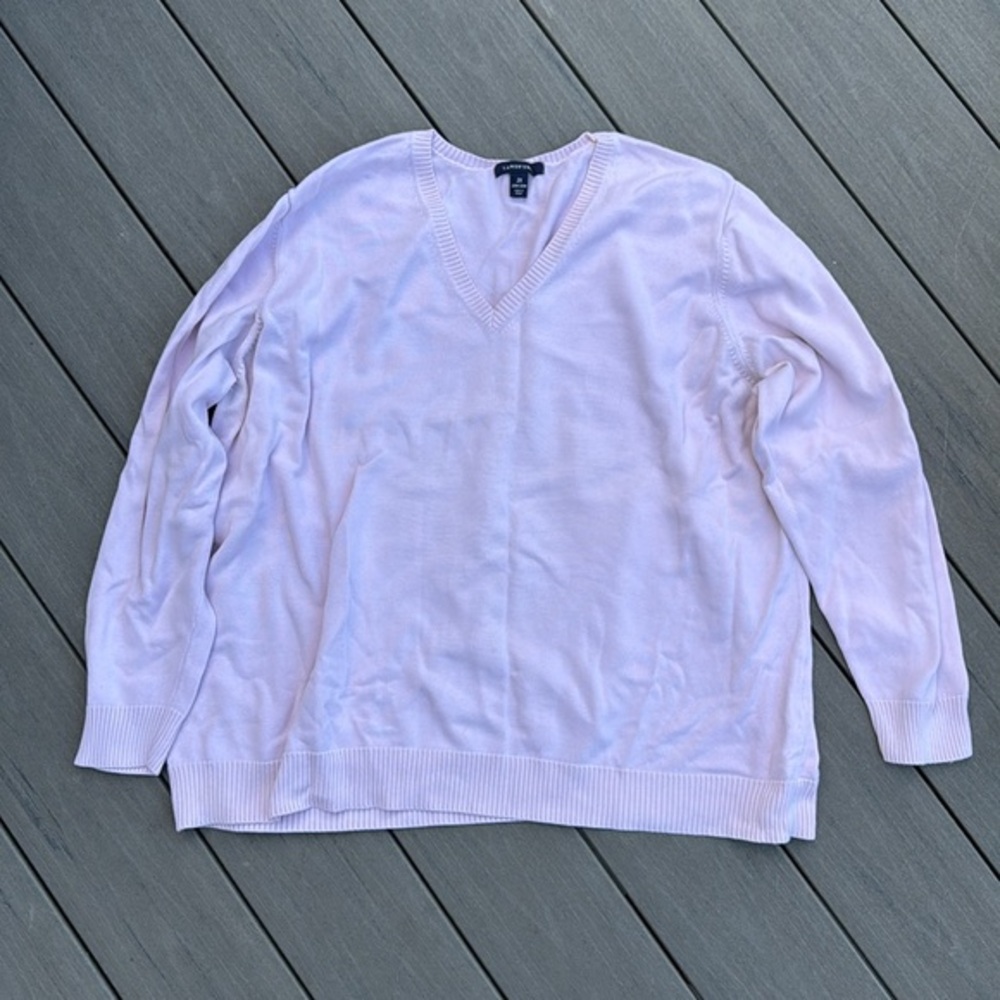 Lands' End Light Pink V-Neck Sweater Knit Essential Size 2X
